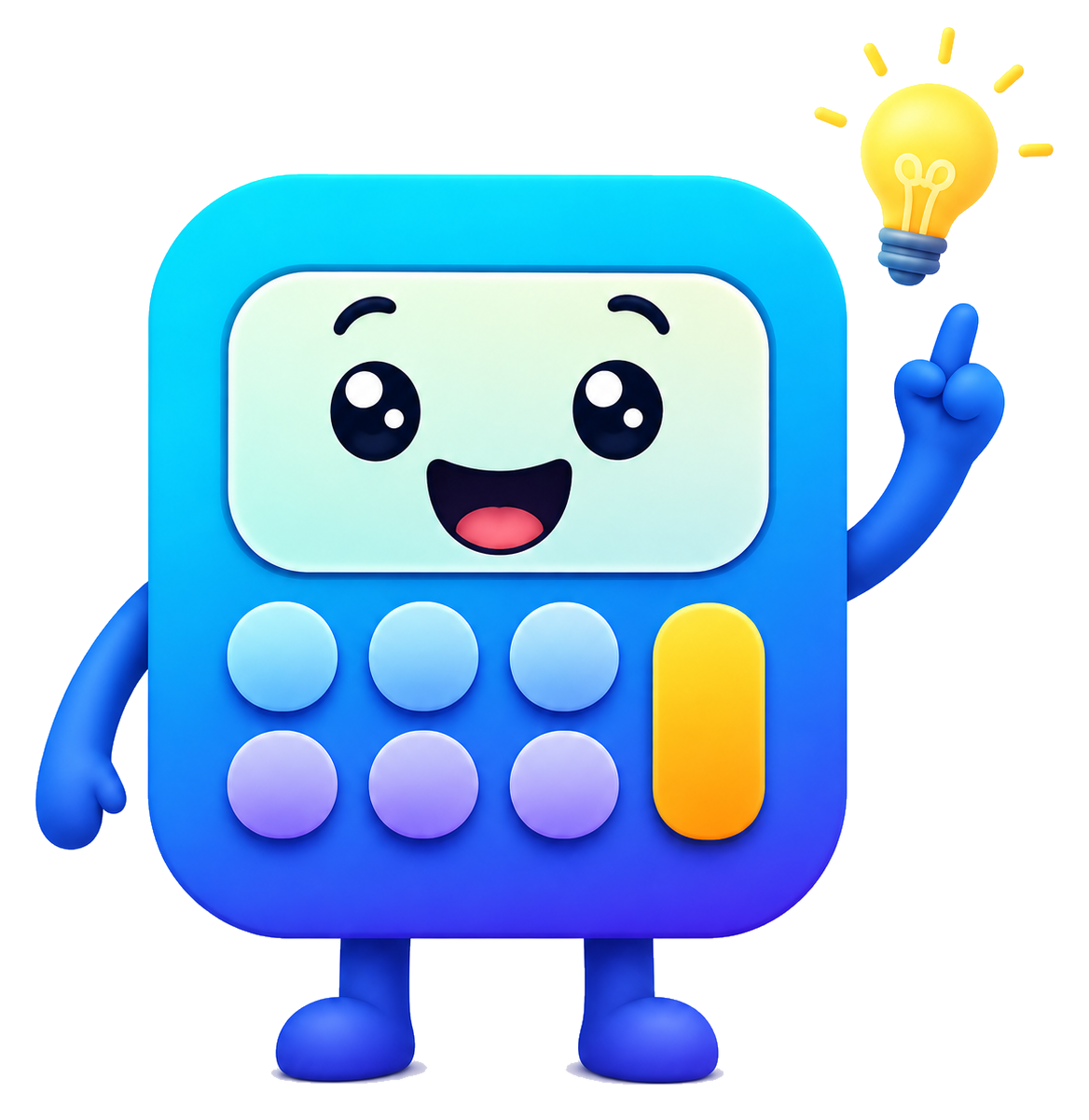 Friendly WorkItOut.Tools calculator mascot with a lightbulb, illustrating a smarter way to use the 90-minute sleep method